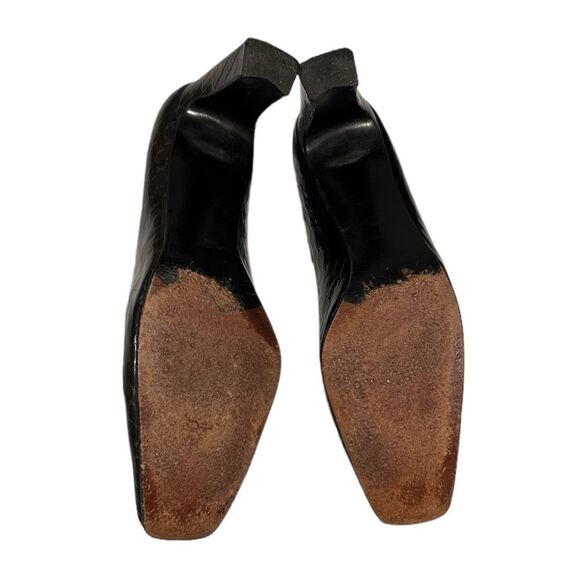 Stuart Weitzman Croc Embossed Black Heels/Pumps size 8.5 AA - Picture 9 of 12